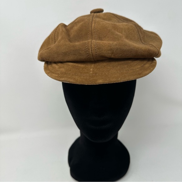 Vintage 70s Union Made USA Suede Leather Newsboy Cap Hat - Picture 4 of 9